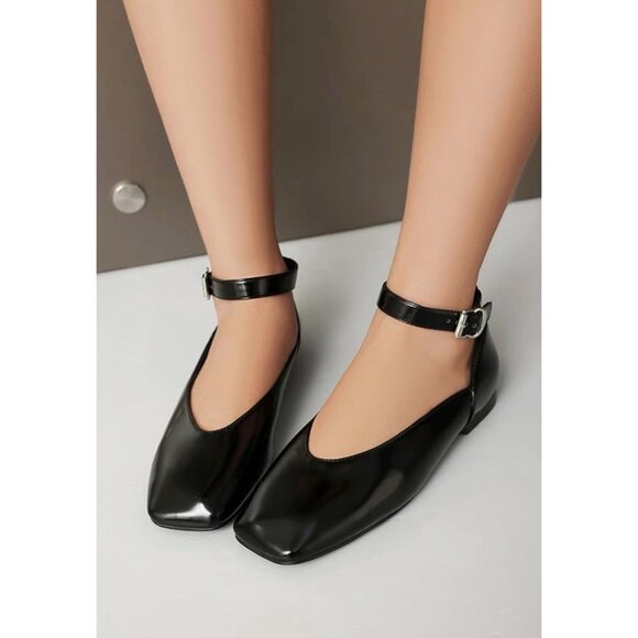 vivianly Mary Jane Shoes for Women Ballet Flats Buckle Ankle Strap Black 8 - Picture 1 of 9